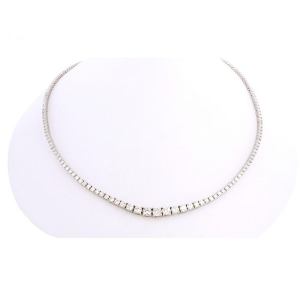 Collana tennis in oro bianco griffe 18k con diamanti naturali  45cm DIAMANTI colore G purezza VS ct 8.05