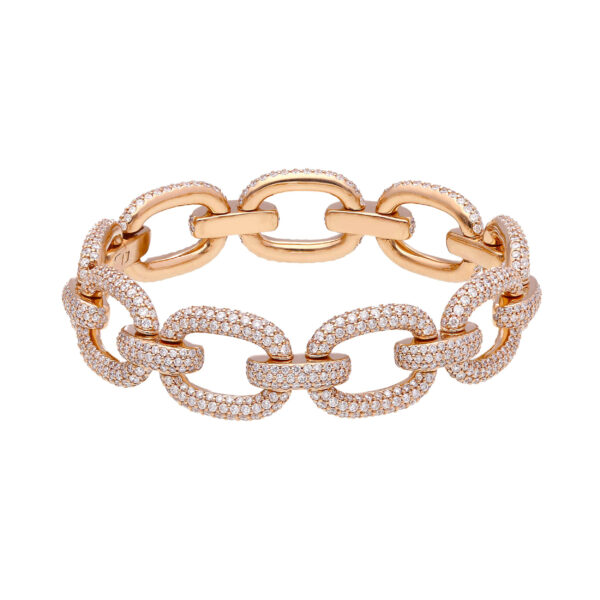 BRACCIALE - MAGLIA ORO ROSA 18 KT,18cm DIAMANTI G/H SI ct 9.670