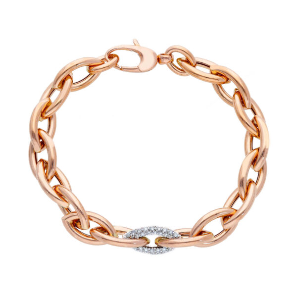 BRACCIALE - MAGLIA ORO ROSA 18 KT  DIAMANTI G SI ct 0.66 luxury